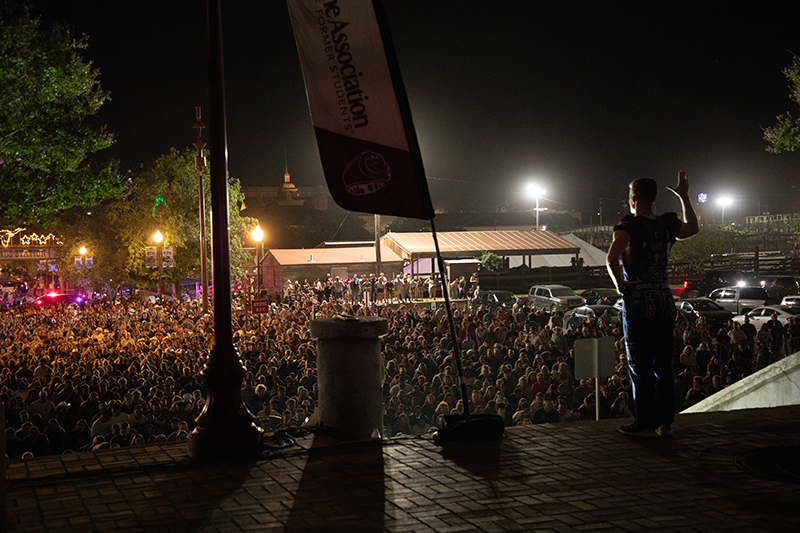 Yell Practice in Fort Worth before Texas A&M's win over Arkansas.