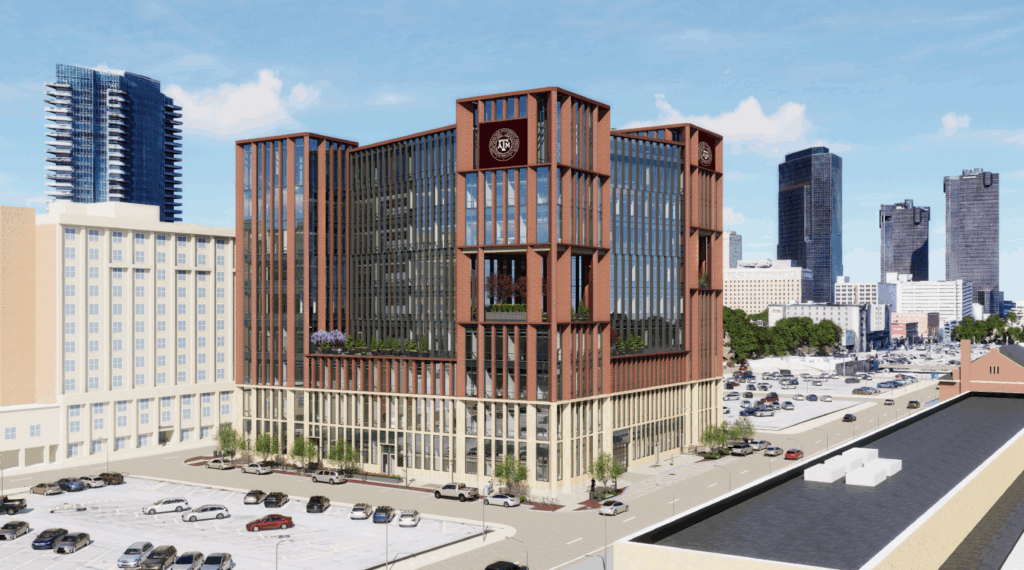 Artist's rendering of the Law and Education building of the Texas A&M-Fort Worth campus.